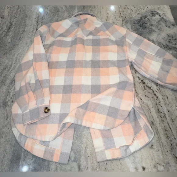 Sabrina Lauren Small Plaid Flannel Coat Jacket Button Down - Picture 5 of 5